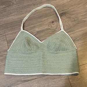 Green Handmade Crochet Halter Top
